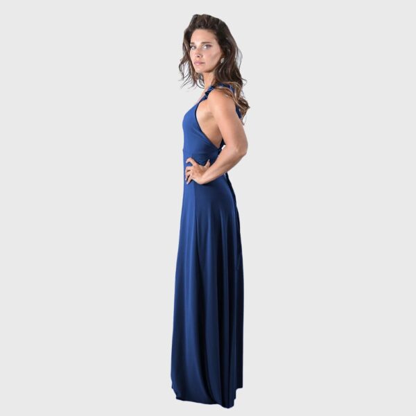 Vestido Largo Jaipur Azulino Lycra Vuelitos Maria Paskaro - Imagen 2