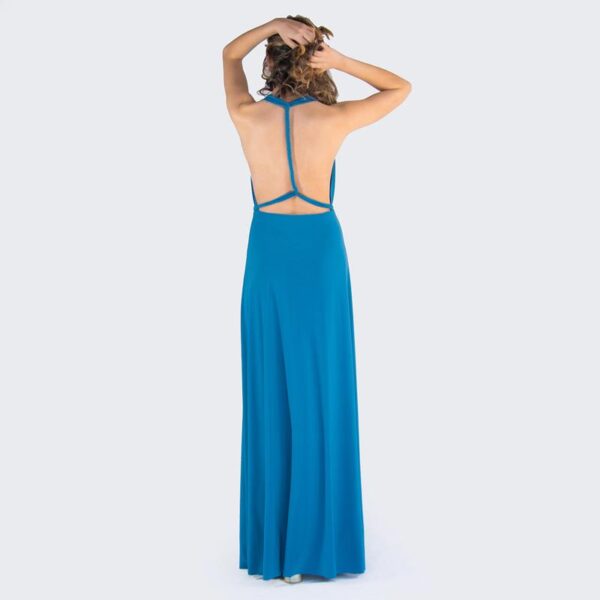 Vestido Largo Dakar Turquesa Lycra Multiforma Maria Paskaro - Imagen 4