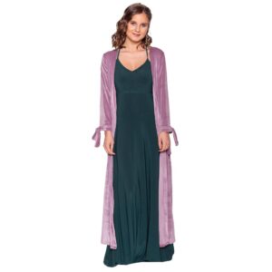 Tapado Kimono Largo Verona Lila Terciopelo Maria Paskaro