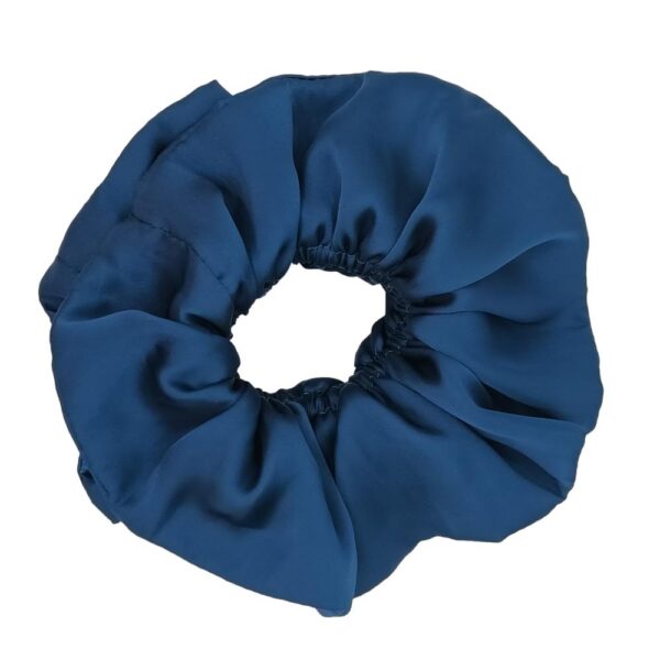 Scrunchie Collet Camelia L Azul Seda Maria Paskaro