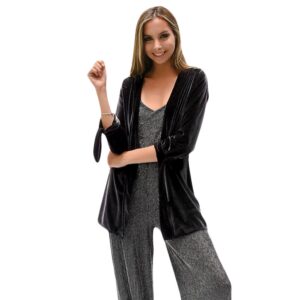Tapado Kimono Corto Dublin Negro Terciopelo Maria Paskaro
