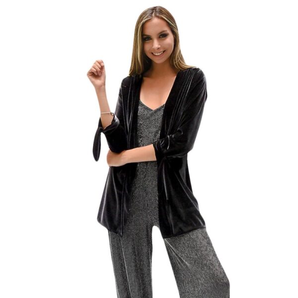 Tapado Kimono Corto Dublin Negro Terciopelo Maria Paskaro