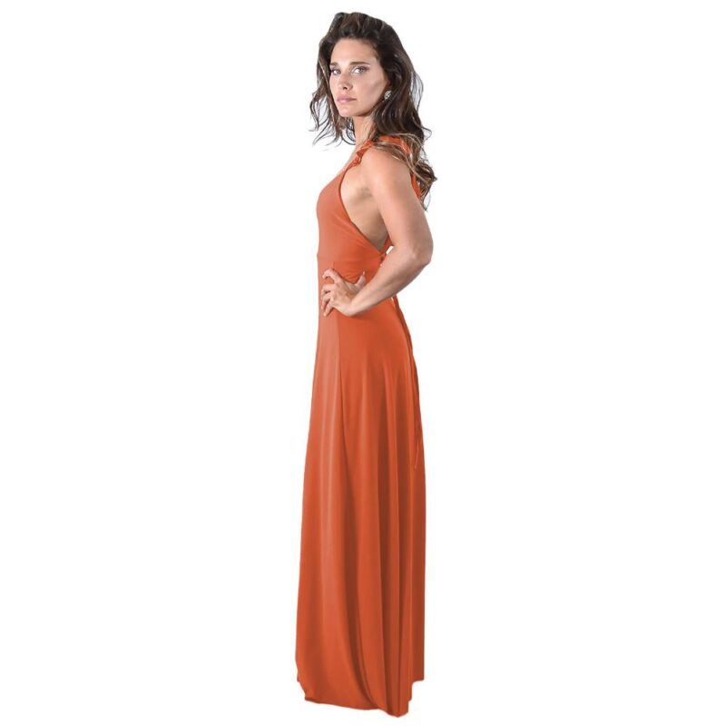 Vestido Largo Jaipur Naranjo Lycra Maria Paskaro