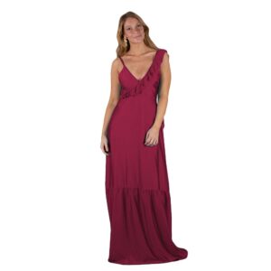 Vestido Largo Maia Cherry Lycra Dupont Maria Paskaro