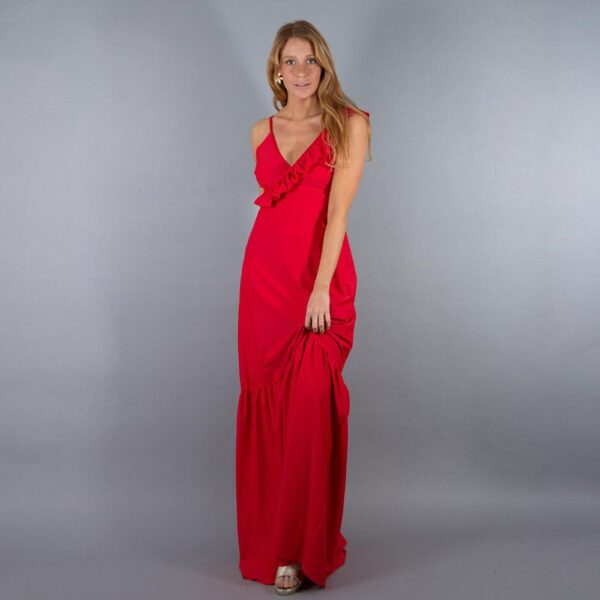 Vestido Largo Maia Rojo Lycra Dupont Maria Paskaro - Imagen 2