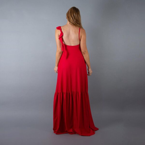 Vestido Largo Maia Rojo Lycra Dupont Maria Paskaro - Imagen 4