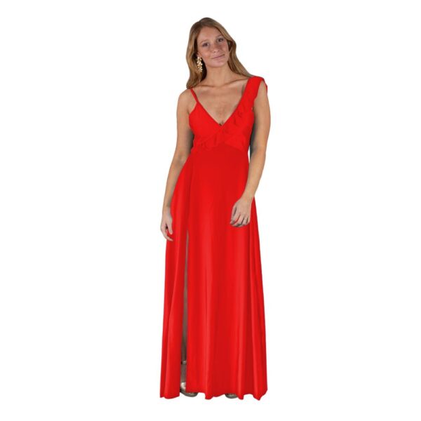 Vestido Largo Mallorca Rojo Lycra Dupont Maria Paskaro