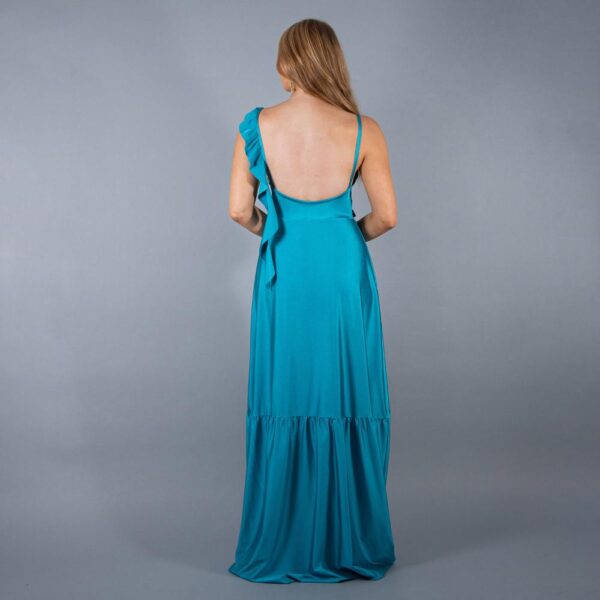 Vestido Largo Maia Turquesa Lycra Dupont Maria Paskaro - Imagen 3