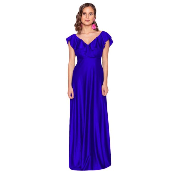 Vestido Largo Marken Azulino Lycra Dupont Maria Paskaro