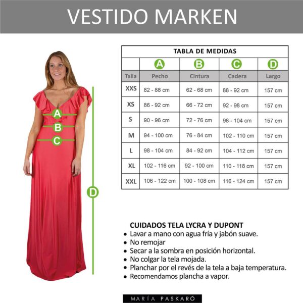 Vestido Largo Marken Azulino Lycra Dupont Maria Paskaro - Imagen 3
