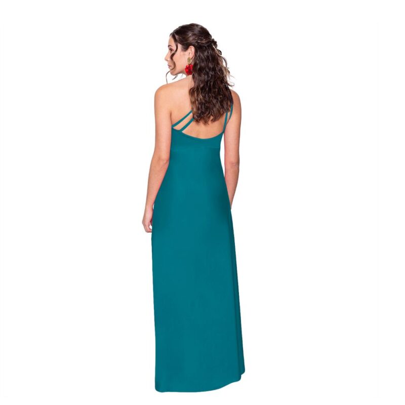 Vestido Largo Asti Petroleo Dupont Maria Paskaro