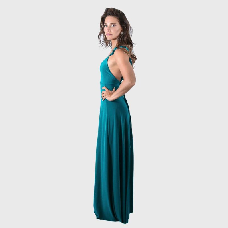 Vestido Largo Jaipur Turquesa Lycra Vuelitos Maria Paskaro