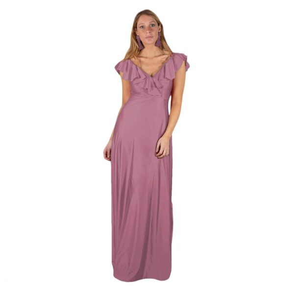 Vestido Largo Marken Lila Lycra Vuelo Grande Maria Paskaro