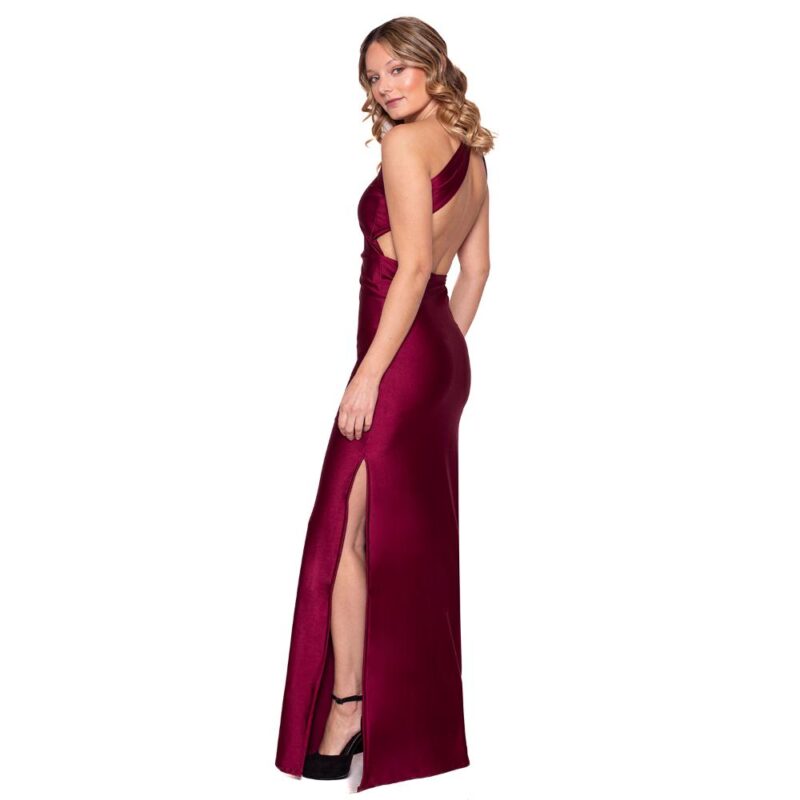 Vestido Largo Madrid Asimetrico Cherry Lycra Maria Paskaro