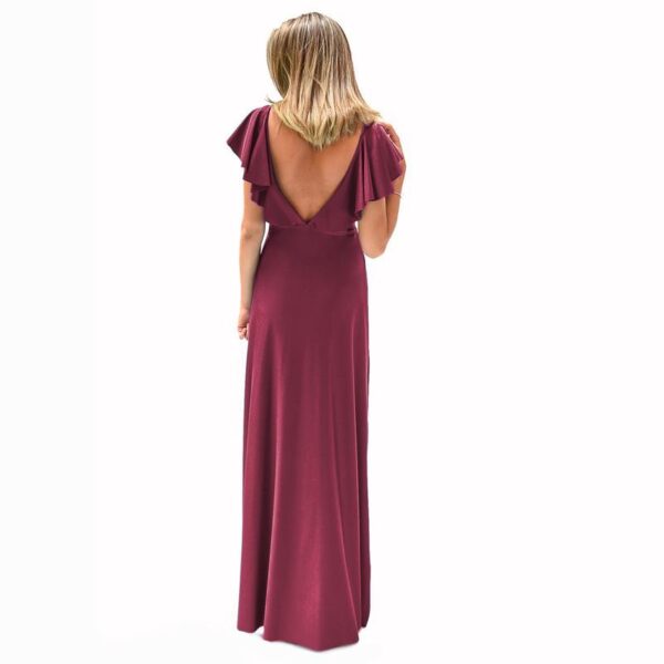 Vestido Largo Marken Burdeo Lycra Vuelo Grande Maria Paskaro - Imagen 3