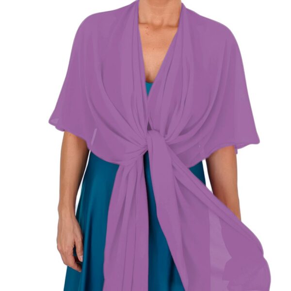Tapado Capa Multiforma Catania Lila Chiffon Maria Paskaro - Imagen 2
