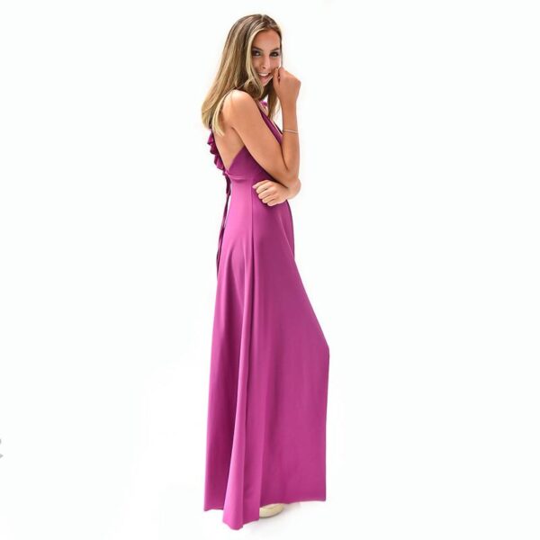 Vestido Largo Luanda Magenta Lycra Maria Paskaro - Imagen 2