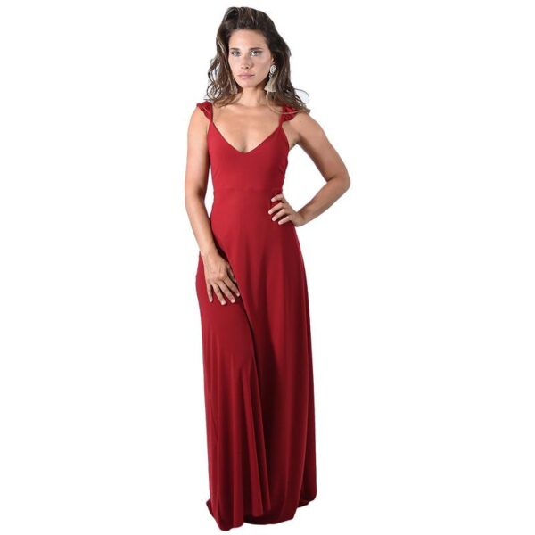 Vestido Largo Jaipur Rojo Italiano Lycra Vuelitos Maria Paskaro