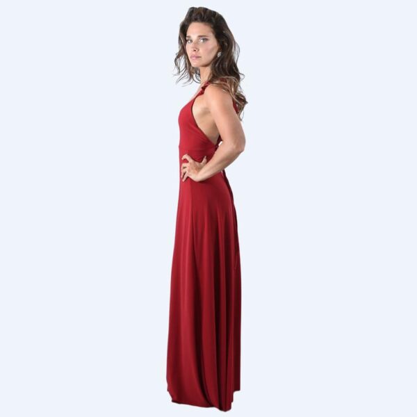 Vestido Largo Jaipur Rojo Italiano Lycra Vuelitos Maria Paskaro - Imagen 2