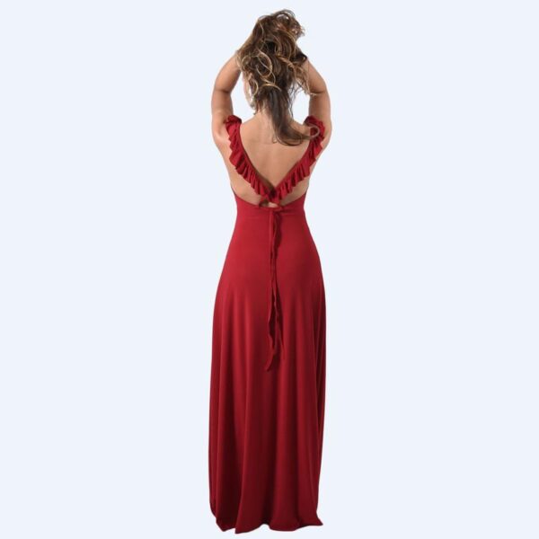 Vestido Largo Jaipur Rojo Italiano Lycra Vuelitos Maria Paskaro - Imagen 3
