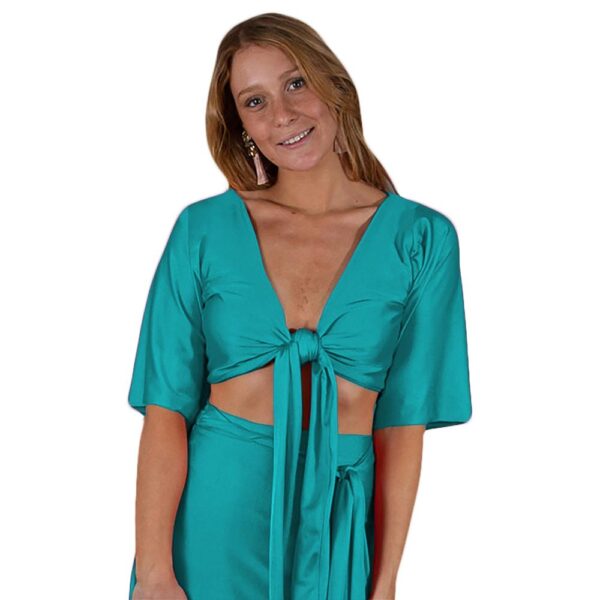 Peto Monaco Amarra Turquesa Lycra Dupont Maria Paskaro - Imagen 2