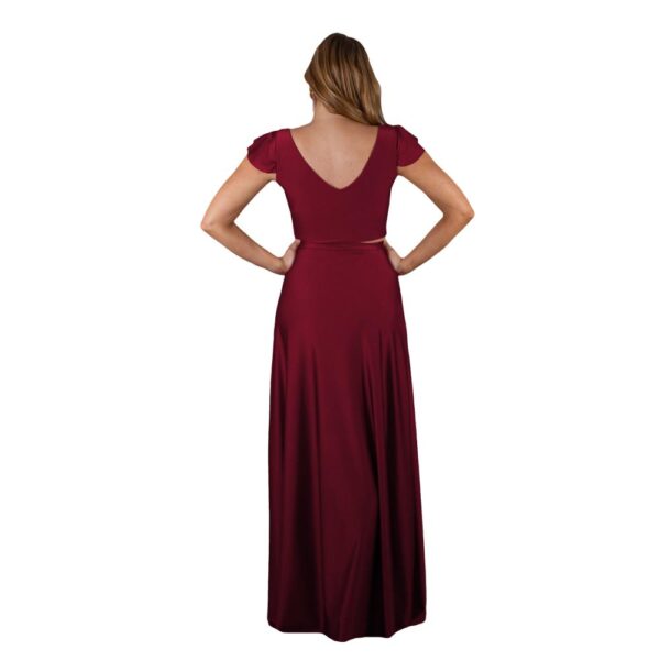 Conjunto Lima Cherry Lycra Falda Lazo Maria Paskaro - Imagen 3