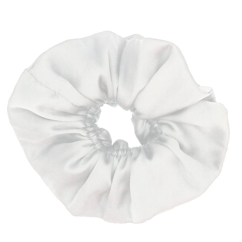 Scrunchie Collet Camelia L Blanco Seda Maria Paskaro