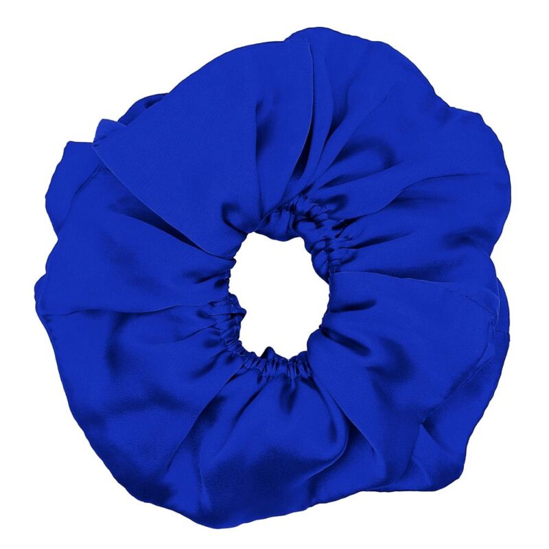 Scrunchie Collet Camelia L Azulino Seda Maria Paskaro