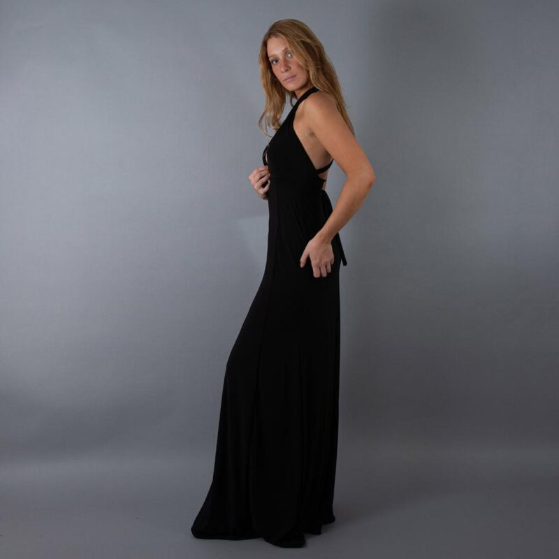 Vestido Largo Albufeira Negro Lycra Maria Paskaro
