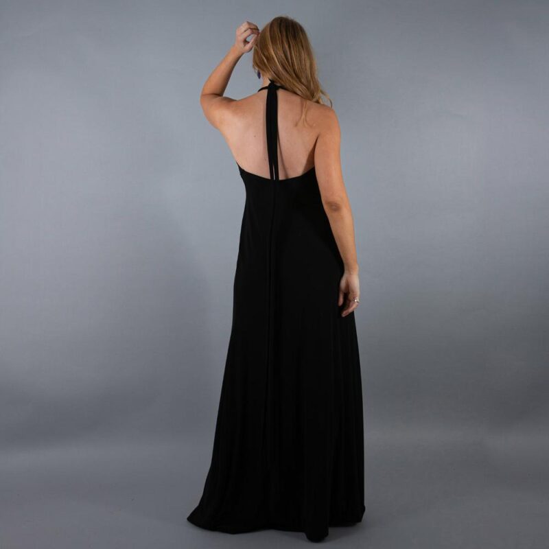 Vestido Largo Albufeira Negro Lycra Maria Paskaro