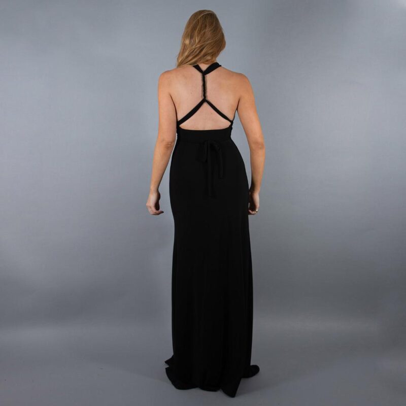 Vestido Largo Albufeira Negro Lycra Maria Paskaro