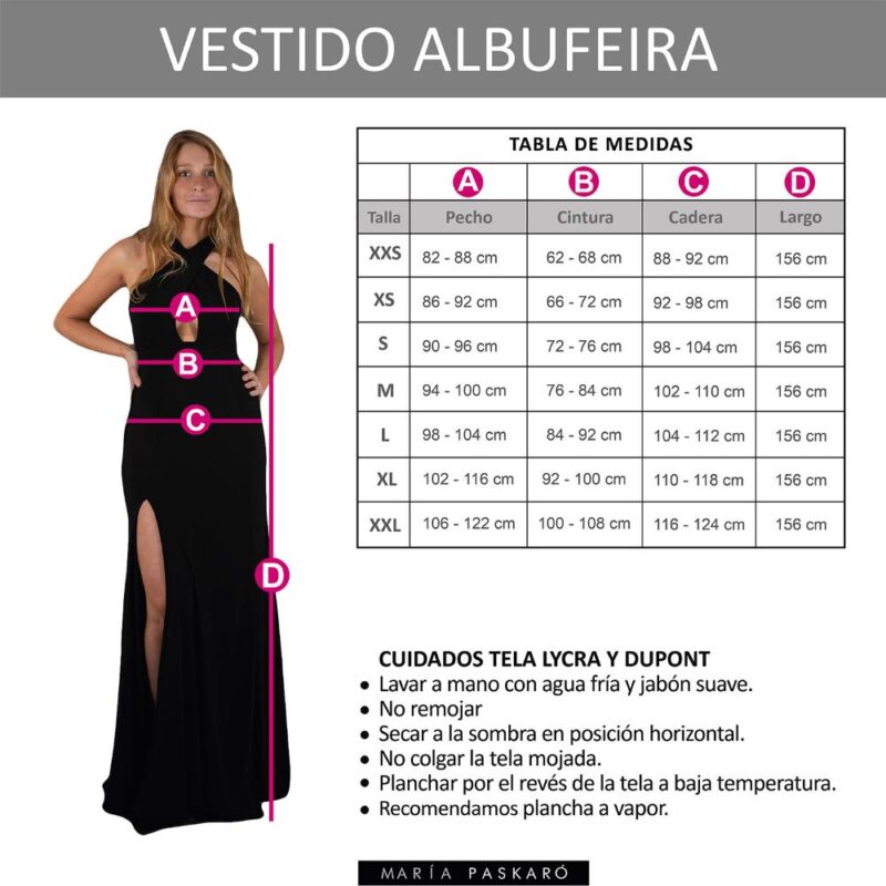 Vestido Largo Albufeira Negro Lycra Maria Paskaro