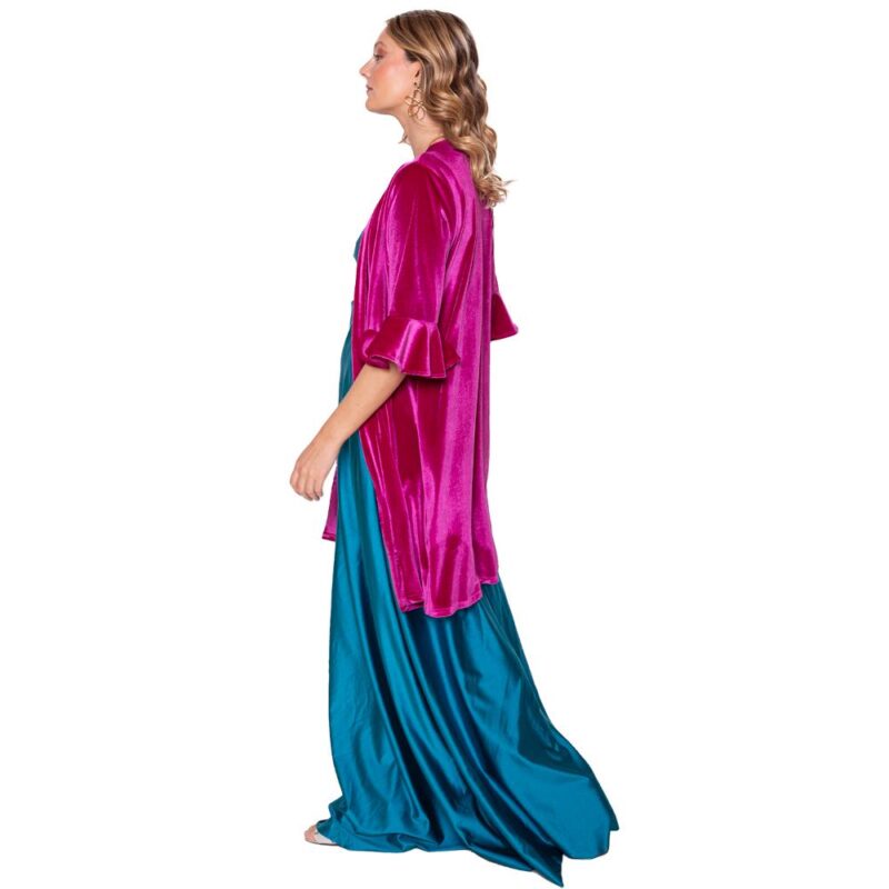 Tapado Kimono Ancora Fucsia Terciopelo Maria Paskaro