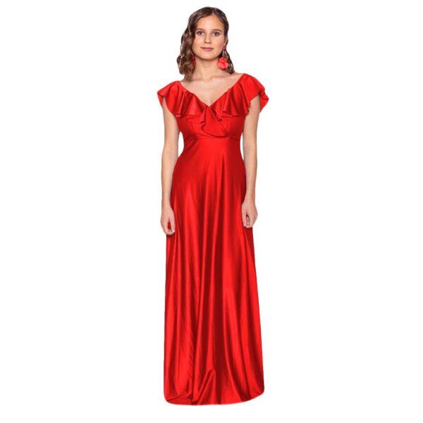 Vestido Largo Marken Rojo Lycra Dupont Maria Paskaro