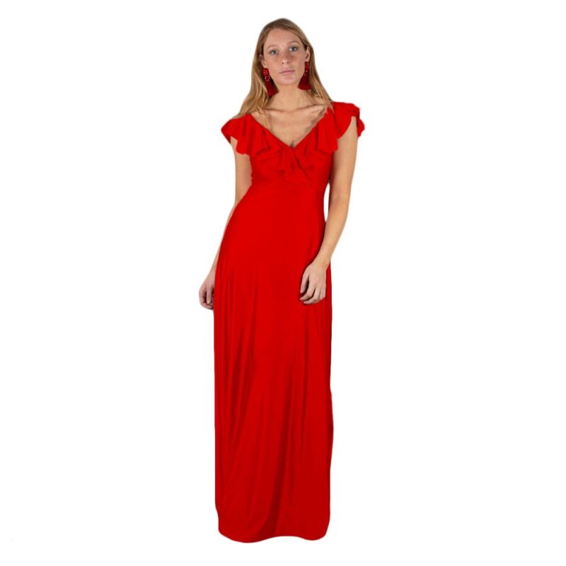 Vestido Largo Marken Rojo Lycra Dupont Maria Paskaro