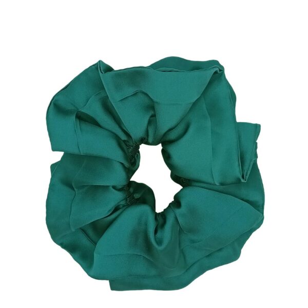 Scrunchie Collet Camelia L Verde Botella Seda Maria Paskaro - Imagen 2