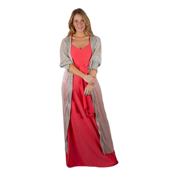 Tapado Kimono Santini Plateado Transparente Maria Paskaro