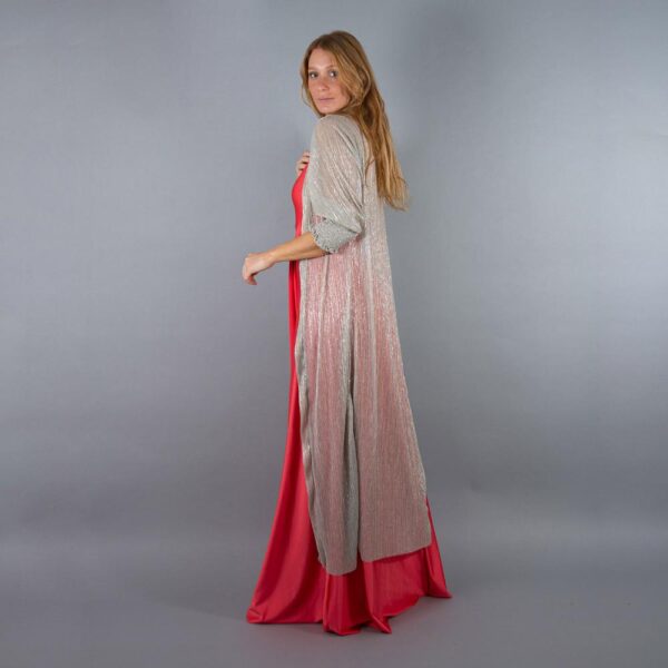 Tapado Kimono Santini Plateado Transparente Maria Paskaro - Imagen 3