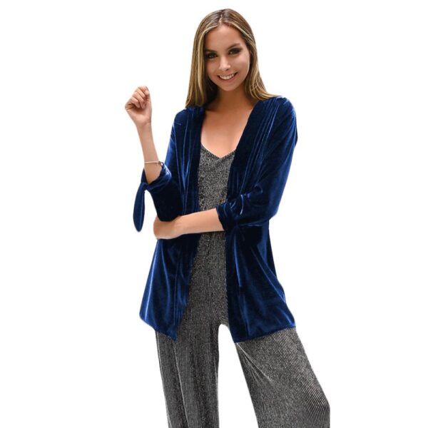 Tapado Kimono Corto Dublin Azul Terciopelo Maria Paskaro