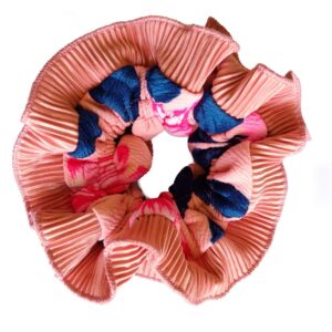 Scrunchie Collet Begonia M Rosado Flores Azul Maria Paskaro