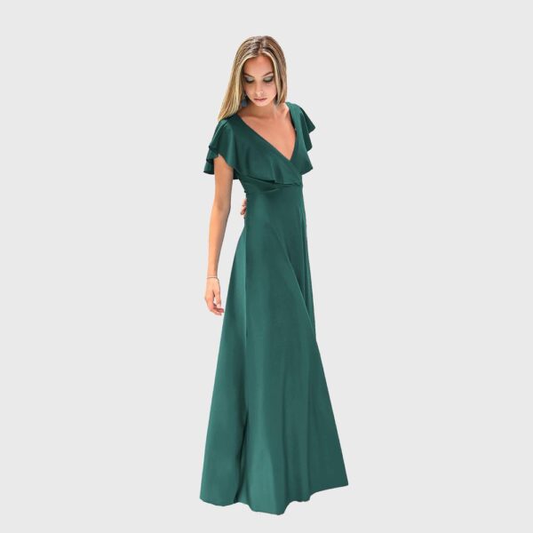 Vestido Largo Marken Verde Botella Lycra Vuelo Grande Maria Paskaro - Imagen 2