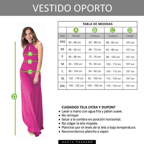 Vestido Largo Oporto Azulino Lycra Halter Amarra Maria Paskaro - Imagen 7