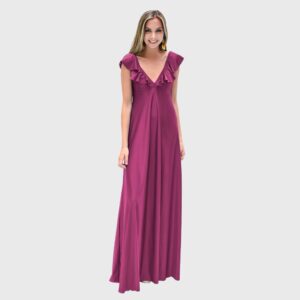 Vestido Largo Palermo Frambuesa Lycra Vuelos Maria Paskaro