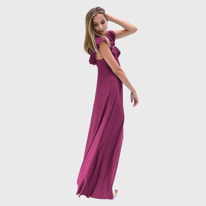 Vestido Largo Palermo Frambuesa Lycra Vuelos Maria Paskaro