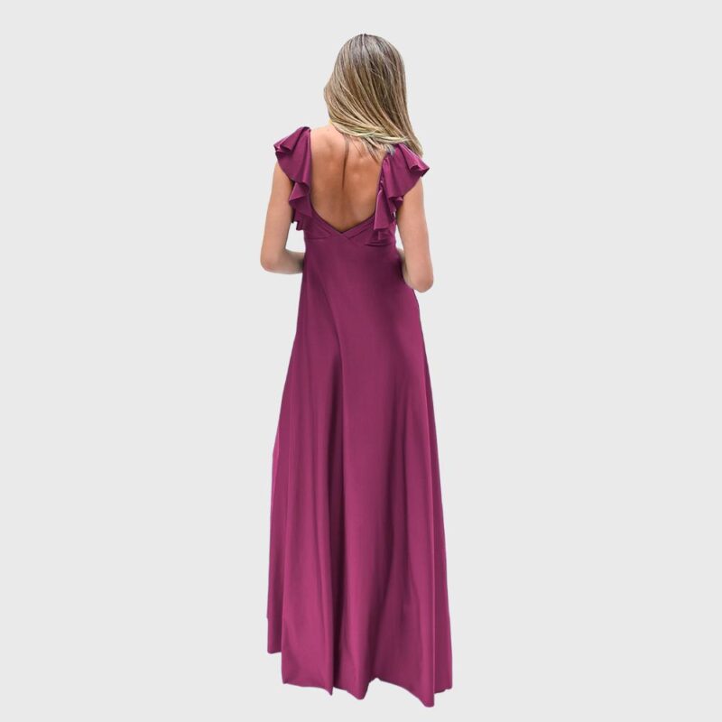 Vestido Largo Palermo Frambuesa Lycra Vuelos Maria Paskaro