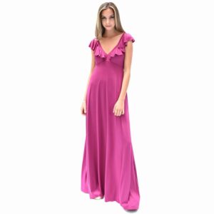 Vestido Largo Palermo Magenta Lycra Vuelos Maria Paskaro