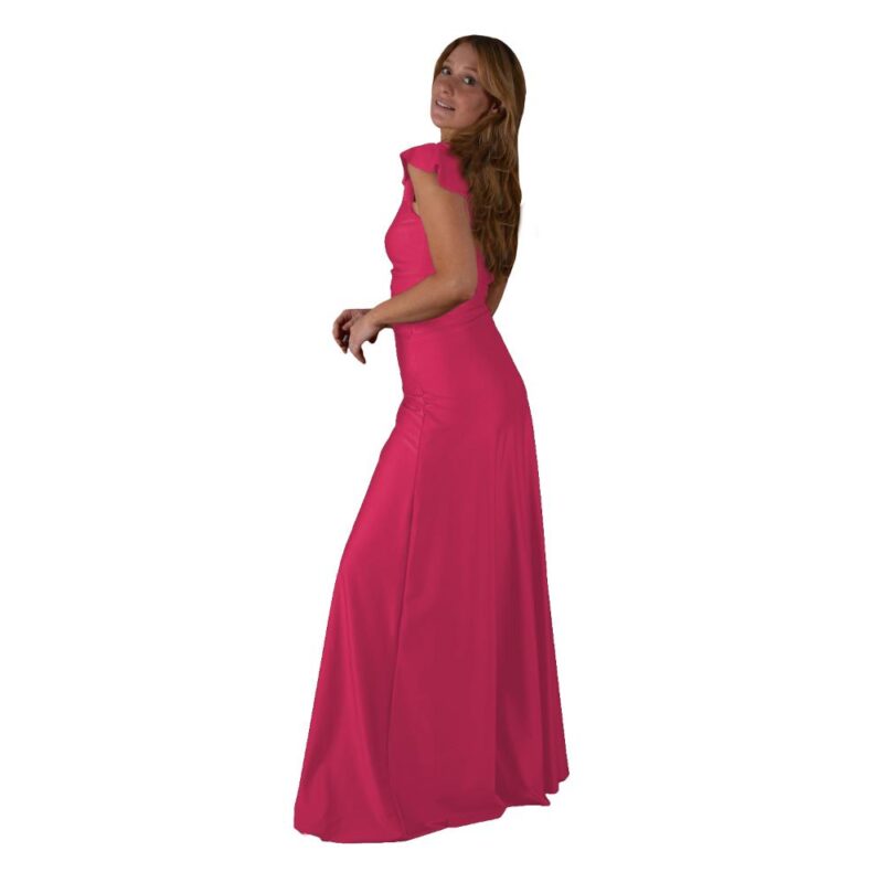 Conjunto Lima Fucsia Lycra Falda Lazo Maria Paskaro