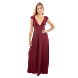 Vestido Largo Palermo Guinda Lycra Vuelos Maria Paskaro
