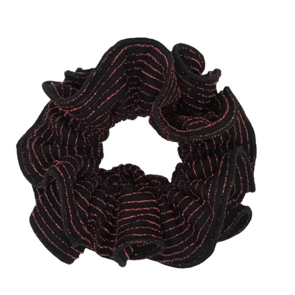 Scrunchie Camelia M Negro Lineas Cobre Maria Paskaro