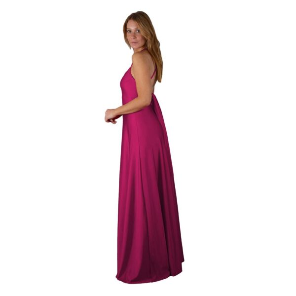 Vestido Largo Paris Fucsia Lycra Lazo Maria Paskaro - Imagen 2